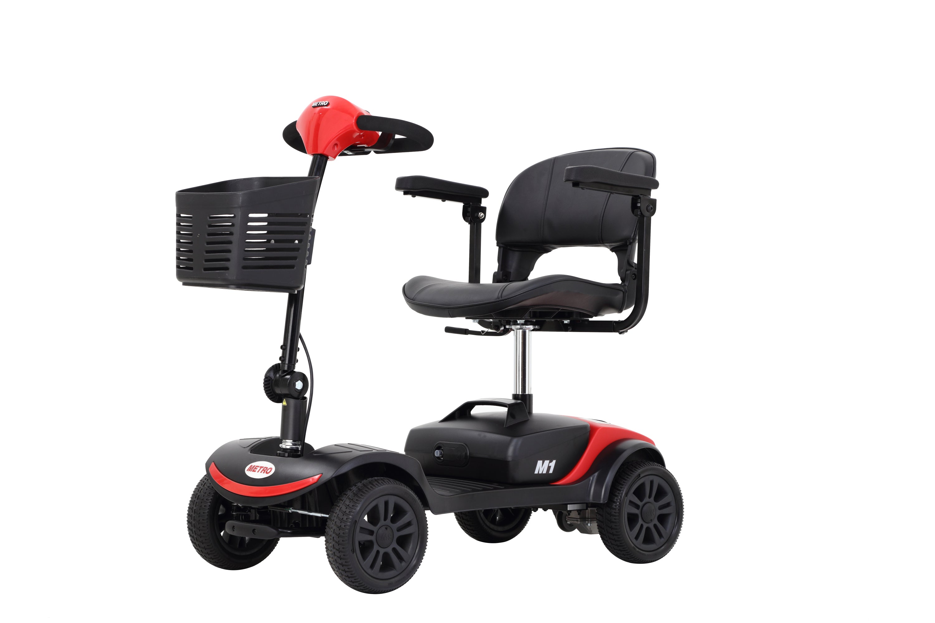 Four Wheels Compact Travel Mobility Scooter, 300W Motor, 300lbs Capacity, Red - Ideal for Adults