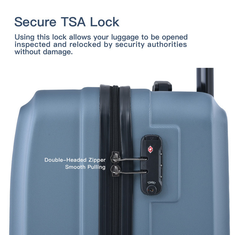 3 Piece ABS Lightweight Suitcase with Spinner Wheels, TSA Lock, Blue (20/24/28) - Convenient & Secure Travel Luggage Sets