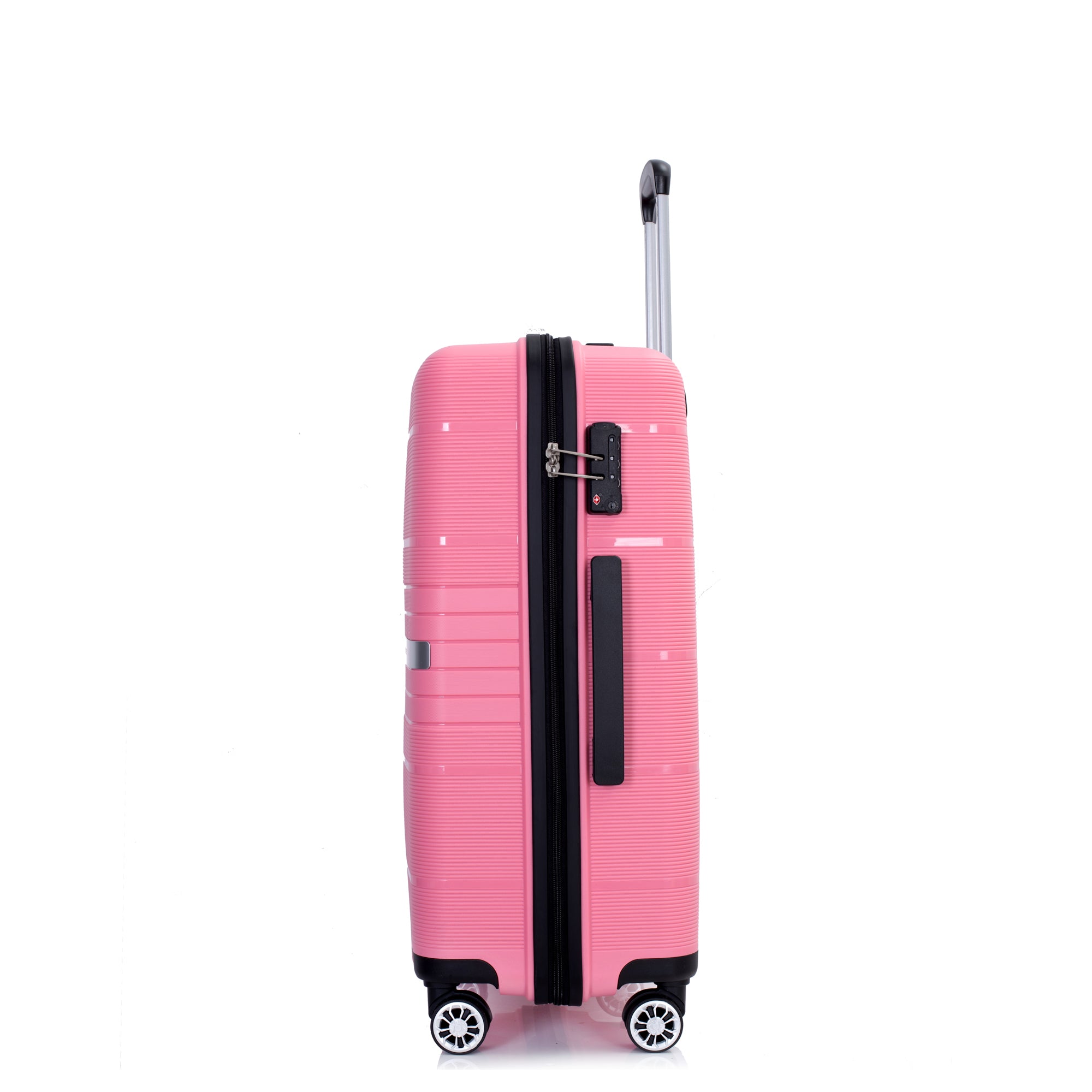 "Hardshell Suitcase with Double Spinner Wheels - Lightweight & Durable PP Luggage Sets, TSA Lock, 3-Piece Set (20/24/28), Pink"