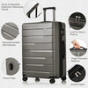 3 Piece Suitcase Set - Airline Approved Carry on Luggage with Spinner Wheels, Gray - Hard Case, 20/24/28 Size