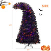 6FT Artificial Fir Bent Top Halloween Christmas Tree - Bendable Grinch Style Holiday Decoration with 1,080 Lush Branch Tips and 300 LED Lights - Xmas Halloween Style (Black/Orange, 6 Feet)