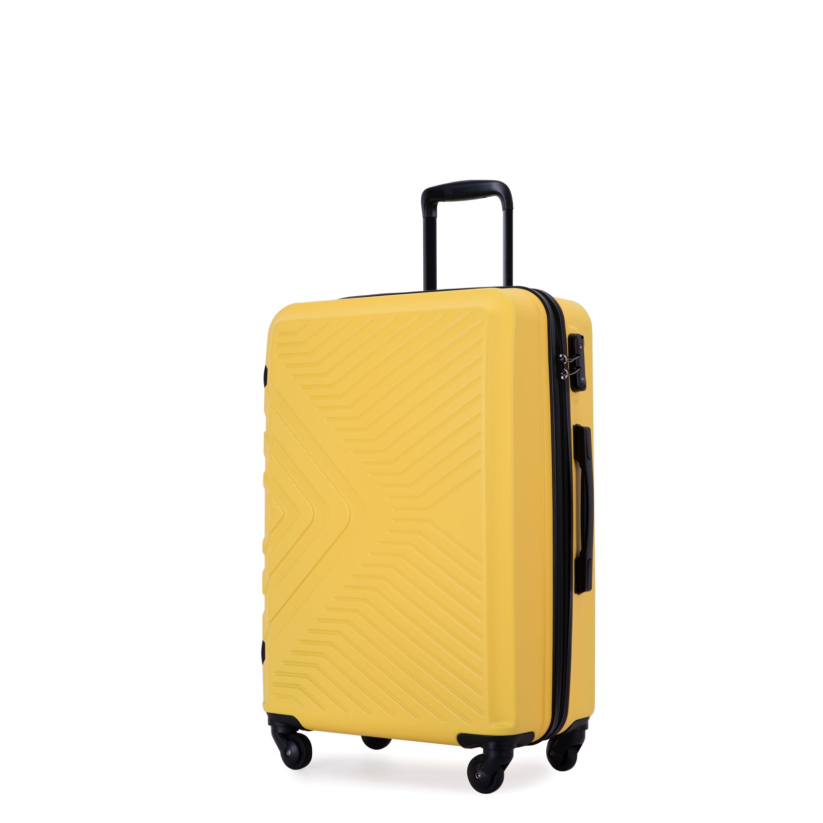 3 Piece Luggage Sets: Lightweight ABS Suitcase with Hooks, Spinner Wheels, TSA Lock (20/24/28), Yellow