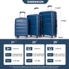 3 Piece Luggage Sets: Lightweight & Durable Expandable Suitcase with Hooks, Double Spinner Wheels, TSA Lock - Dark Blue (21/25/29)