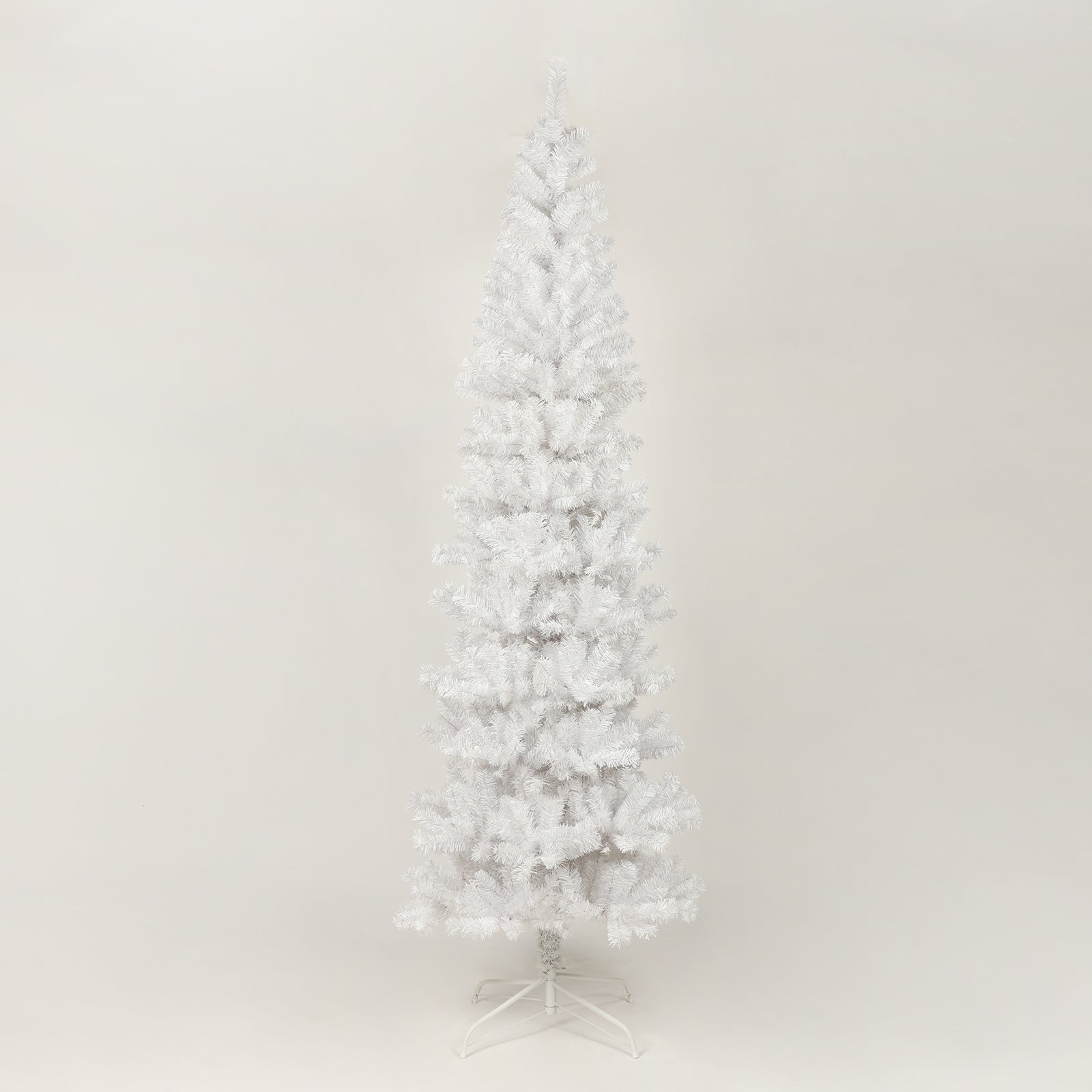 7.5FT White Slim Artificial Christmas Tree - Foldable Metal Stand Included