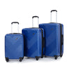 Expandable 3PC Lightweight Suitcase with Hooks, Spinner Wheels, TSA Lock - Blue (21/25/29)