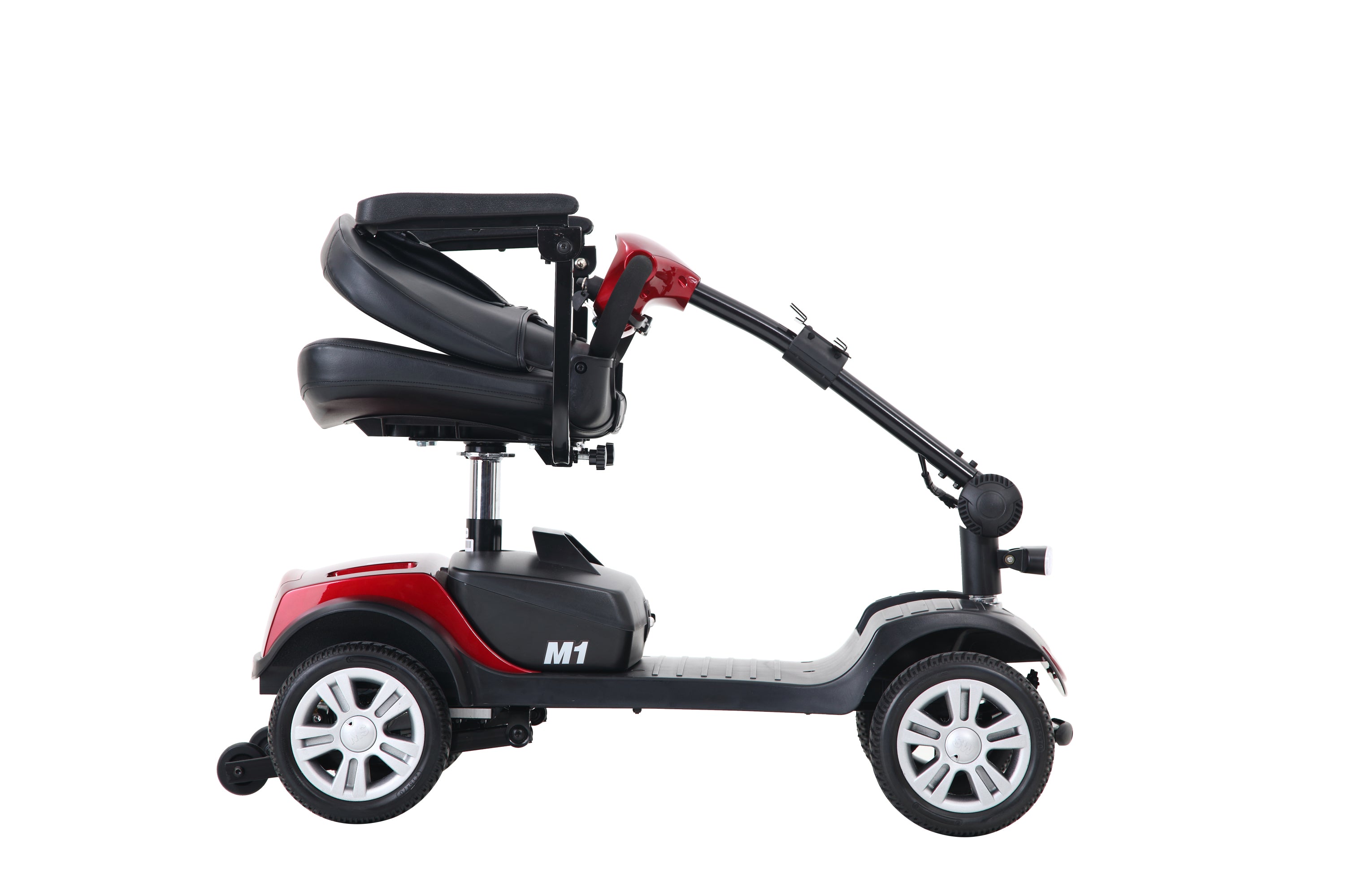 Four Wheels Compact Travel Mobility Scooter, 300W Motor, 300lbs Capacity, Red - Ideal for Adults