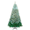 7.6 FT Classic Pine Tree Shape Christmas Tree with Gradient PVC Foliage Design, 300 Cool White LED Lights, Sturdy Iron Frame