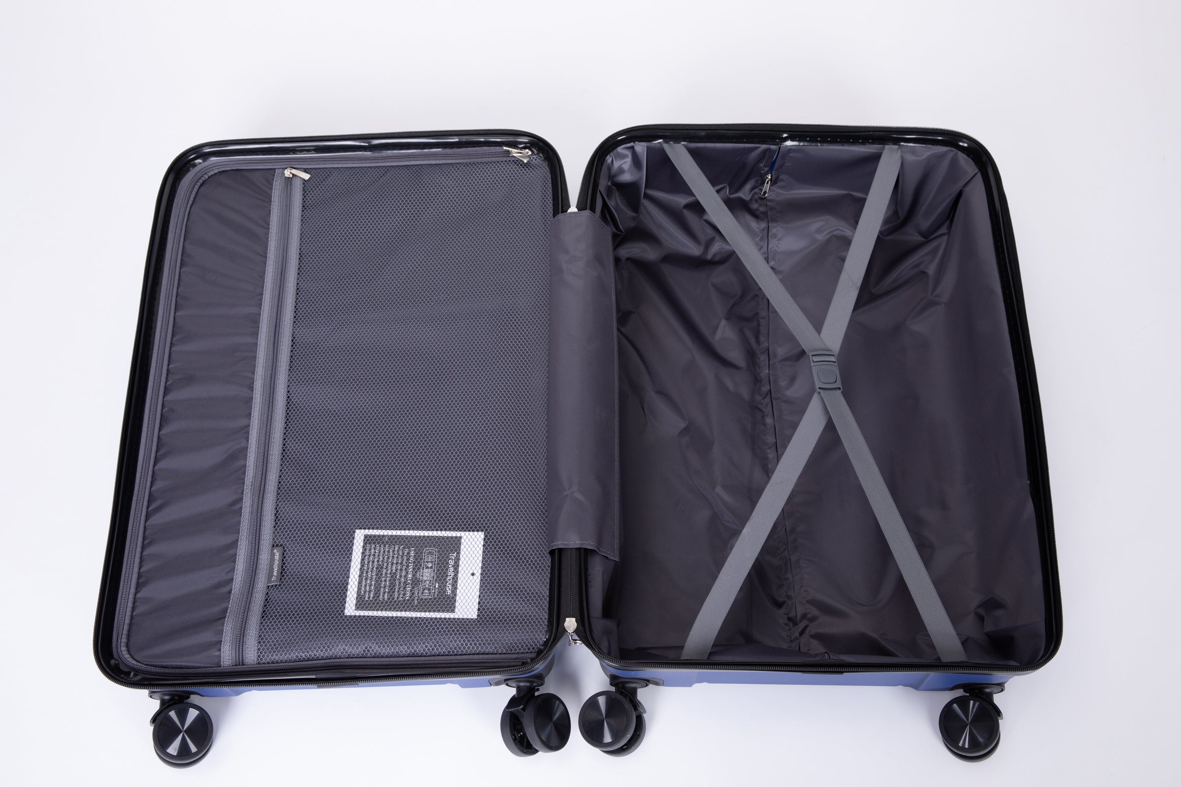 Hardshell Spinner Wheels PP Luggage Sets with TSA Lock, 3-Piece Set (20/24/28), Navy