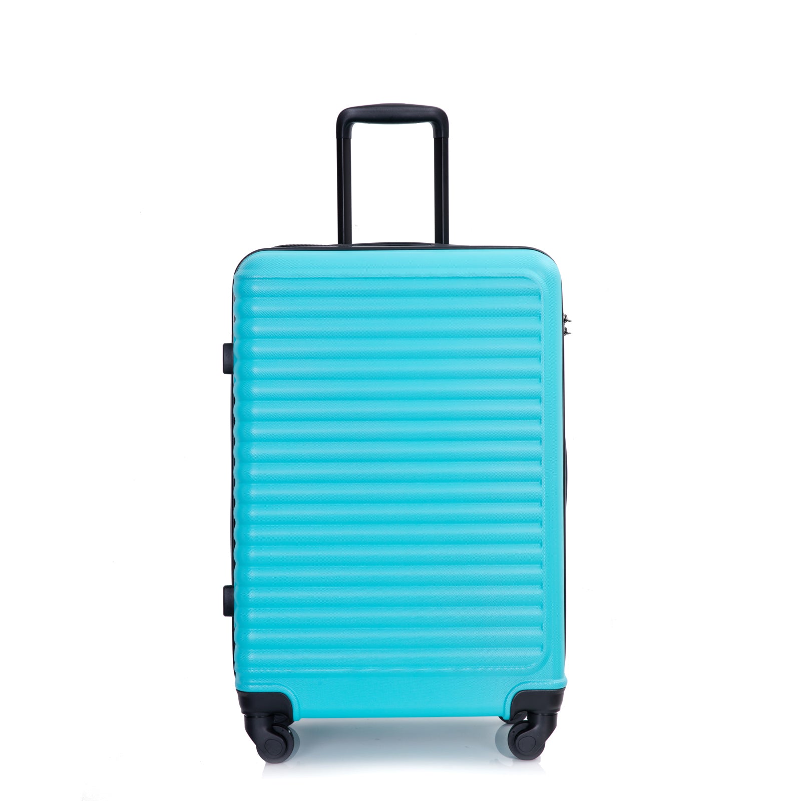 3 Piece ABS Lightweight Suitcase with Hooks, Spinner Wheels, TSA Lock, Turquoise (20/24/28)