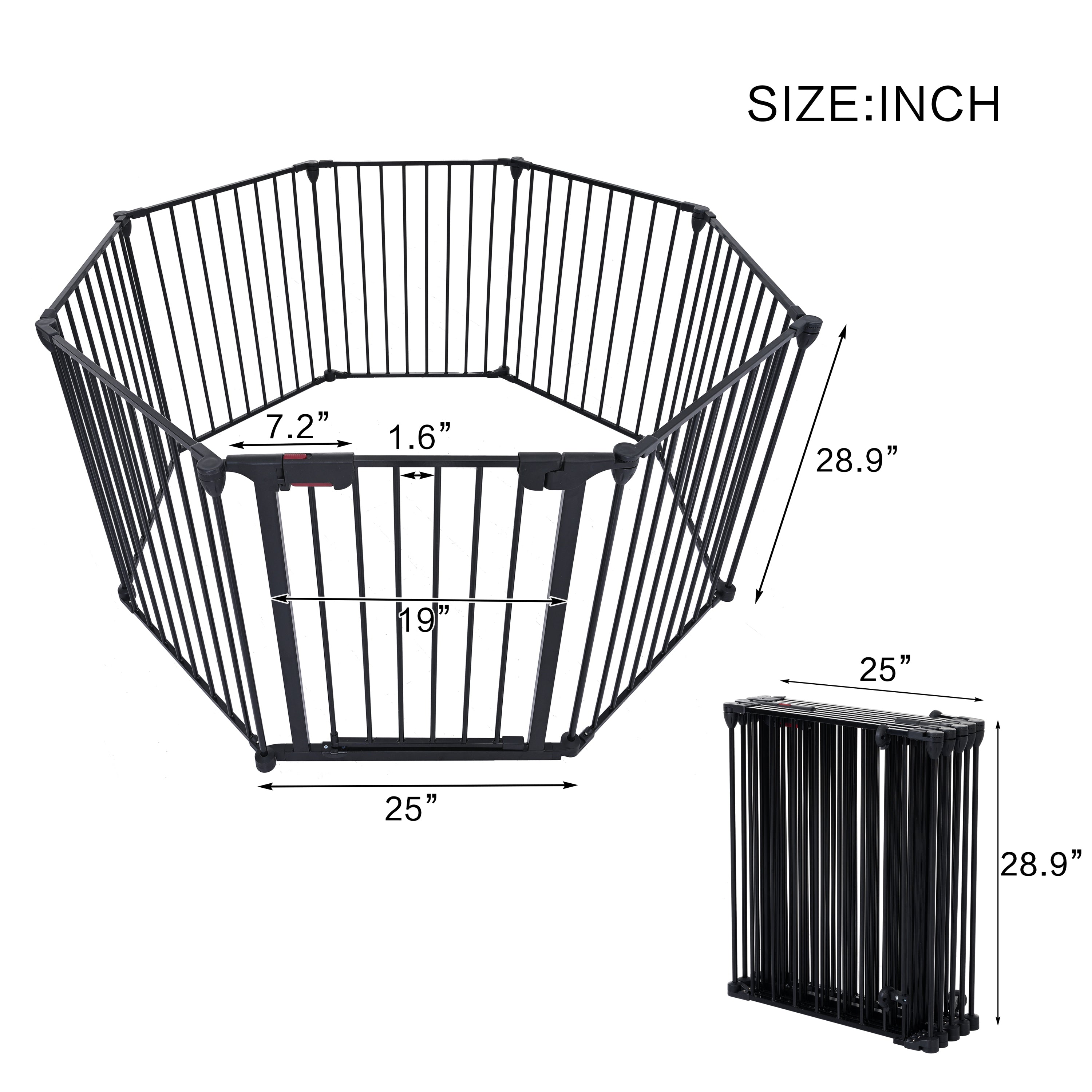 200" Adjustable Safety Gate 8 Panels Play Yard Metal Doorways Fireplace Fence: Christmas Tree Fence Gate for House Stairs & Prohibited Areas