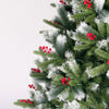 Artificial Christmas Tree Flocked Pine Needle Tree with Cones and Red Berries - 7.5 ft - Foldable Stand