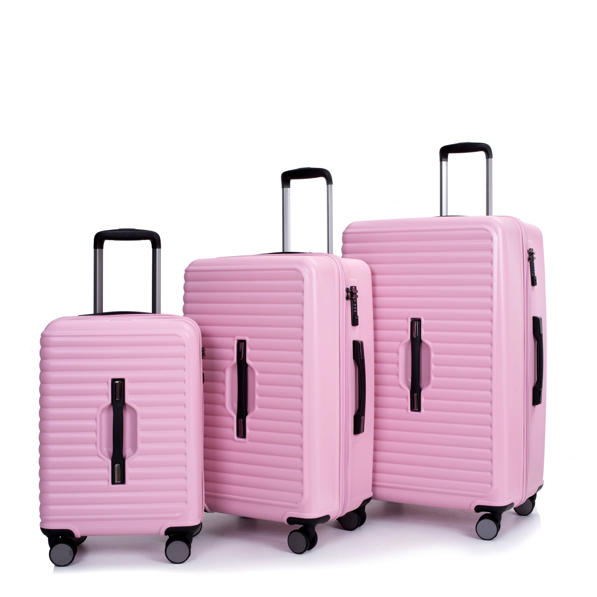 3 Piece Luggage Sets with Hooks, Double Spinner Wheels, TSA Lock (21/25/29) - Lightweight Pink Suitcase for Travel