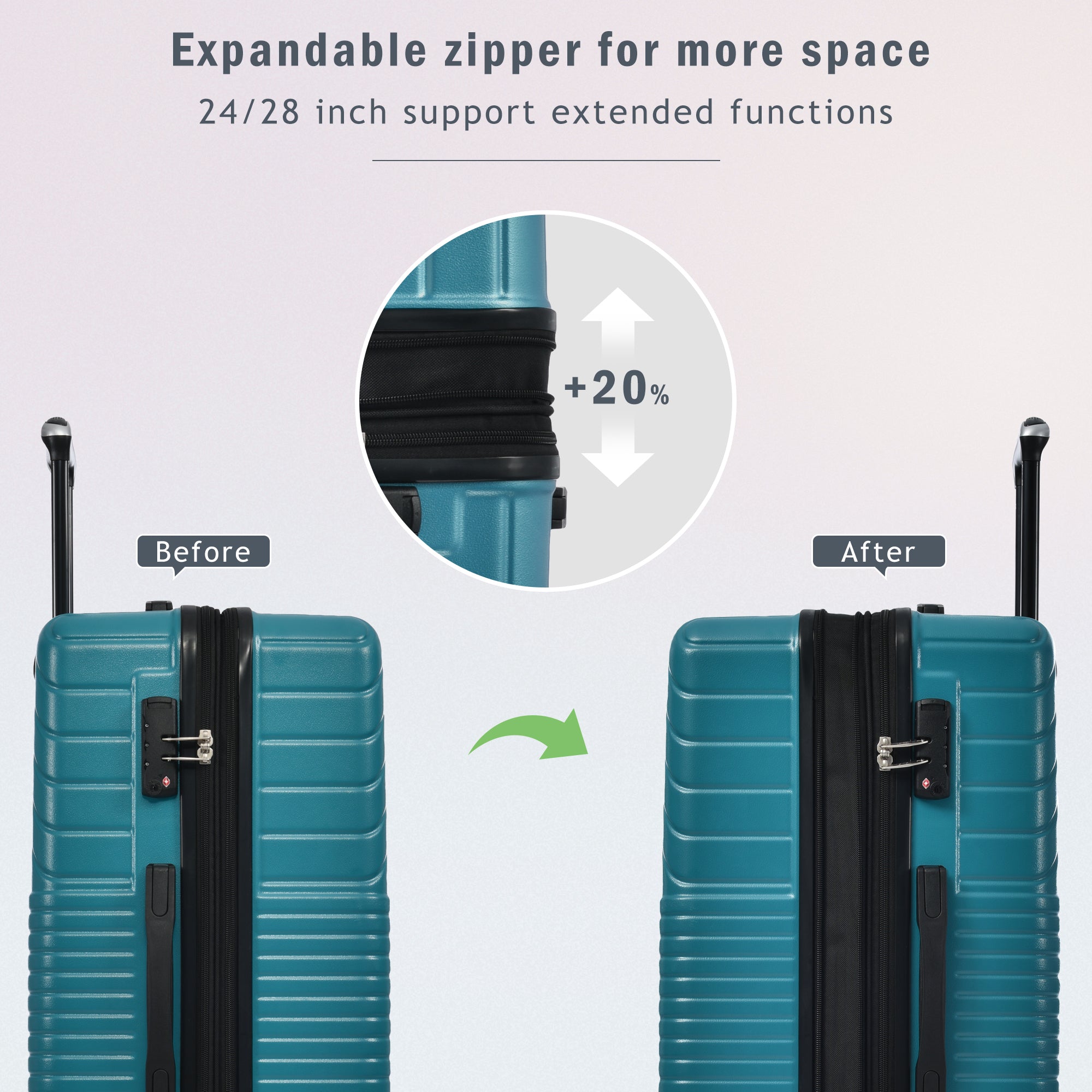 Hardshell Luggage Sets 3 Piece Double Spinner 8 Wheels Suitcase with TSA Lock - Lightweight, 20''24''28'' Sizes Available