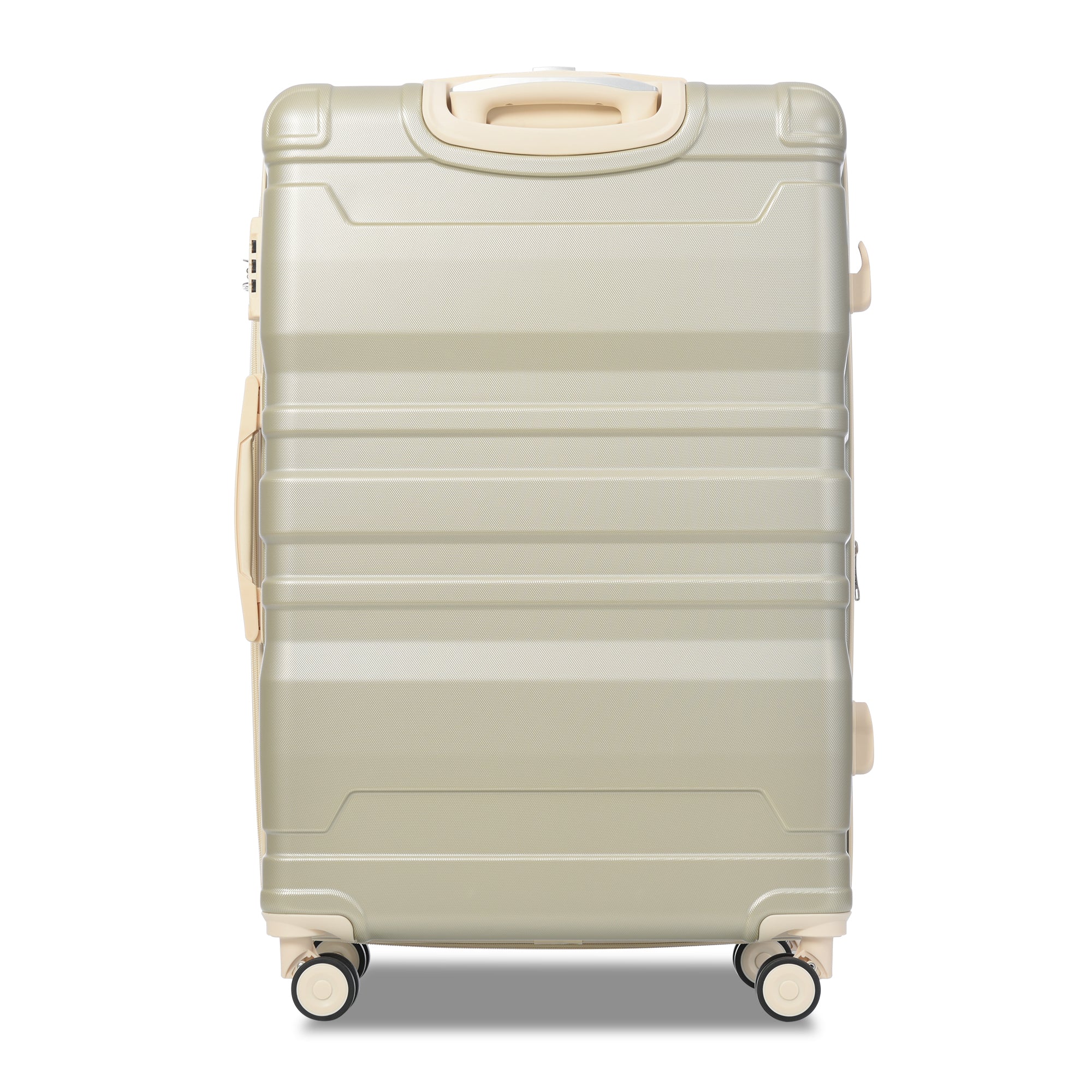 Luggage Sets: New Expandable ABS Hardshell 3pcs Clearance Hardside Suitcase with Spinner Wheels, TSA Lock - Lightweight, Durable (20''24''28'') - Golden Green & Beige