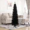 7.5FT Black Slim Artificial Christmas Tree with Foldable Metal Stand - Sleek and Space-Saving Holiday Decor