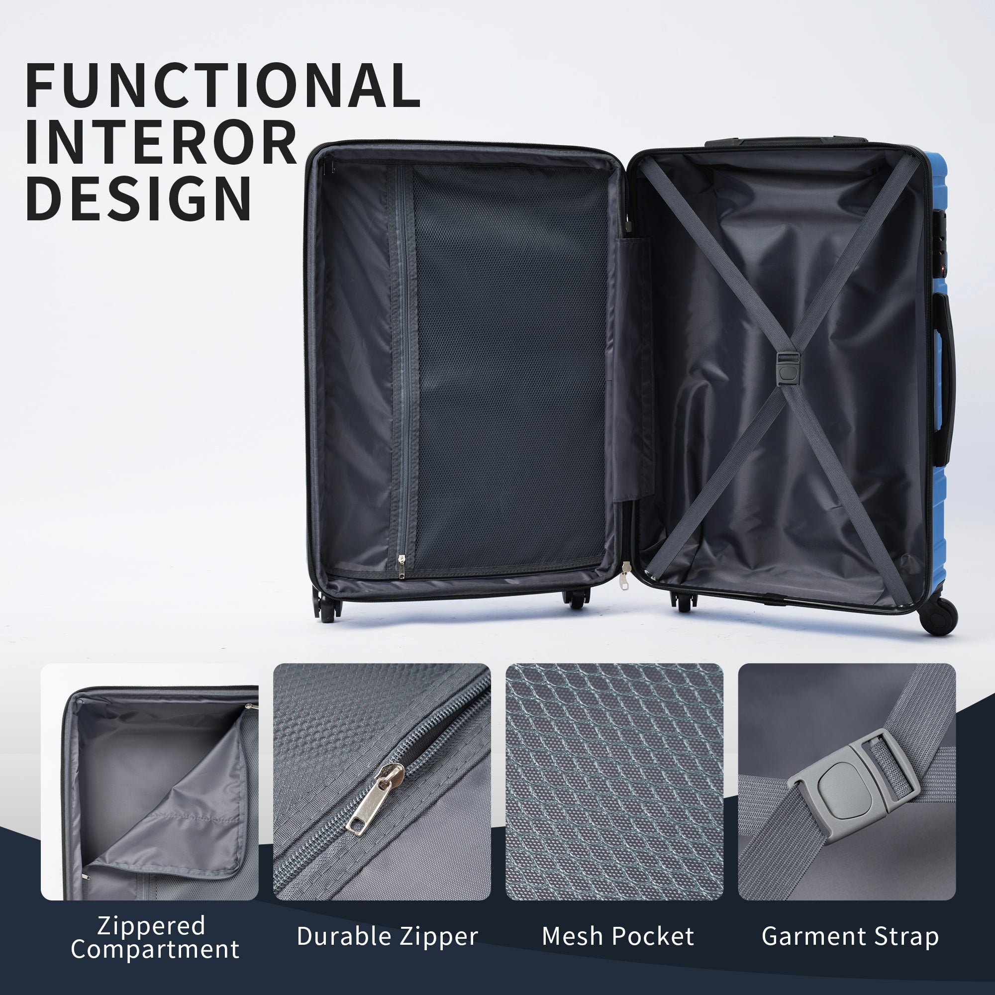 Hardshell Luggage Sets: 3 Pcs Spinner Suitcase with TSA Lock, Lightweight & Durable, Available in 20''24''28'' Sizes