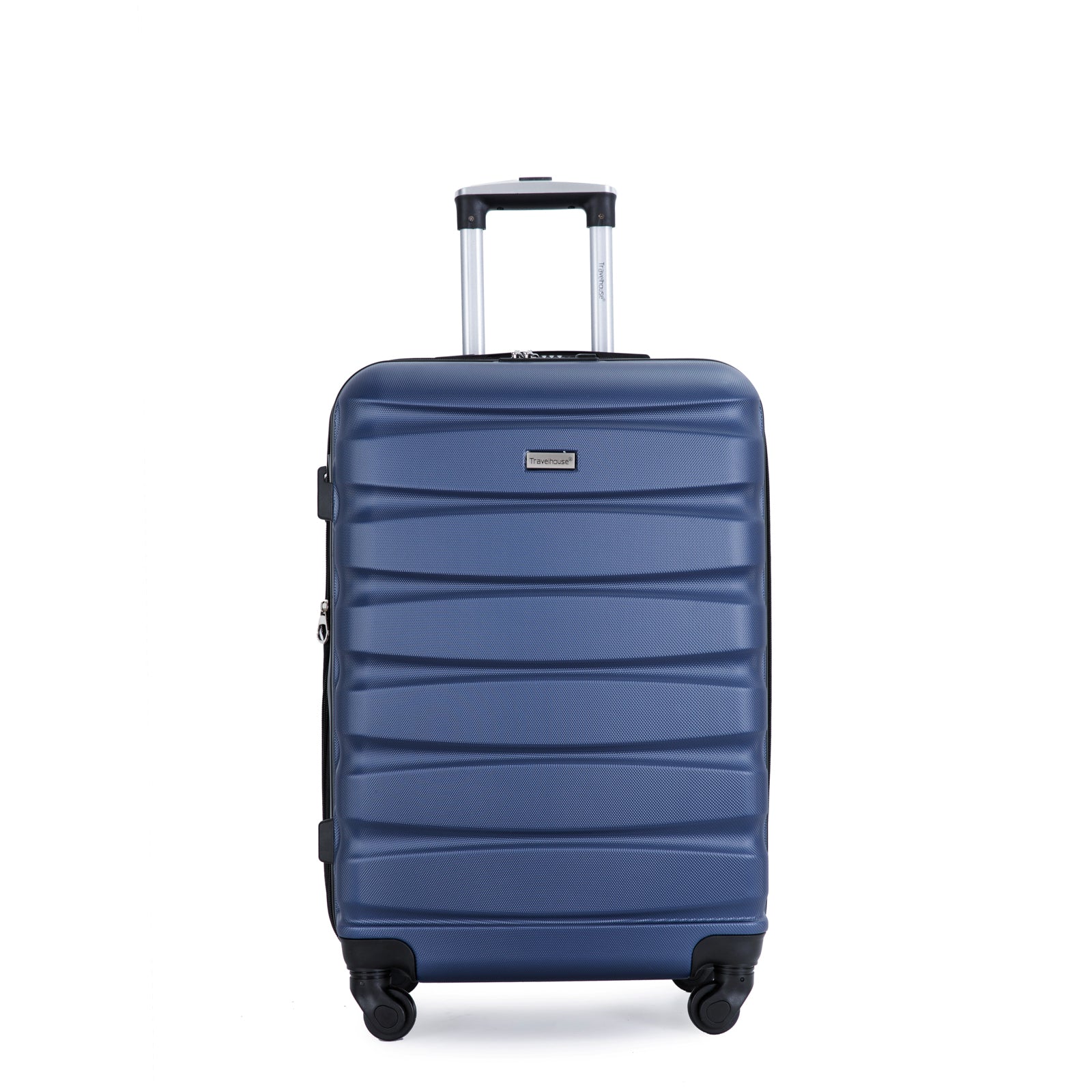 Expandable Lightweight 3 Piece Luggage Set: ABS Suitcase, Hooks, Spinner Wheels, TSA Lock, Blue (20/24/28)