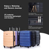 Expandable 3 Piece Luggage Set: Lightweight & Durable Suitcase with Hooks, Spinner Wheels, TSA Lock - Black (21/25/29)