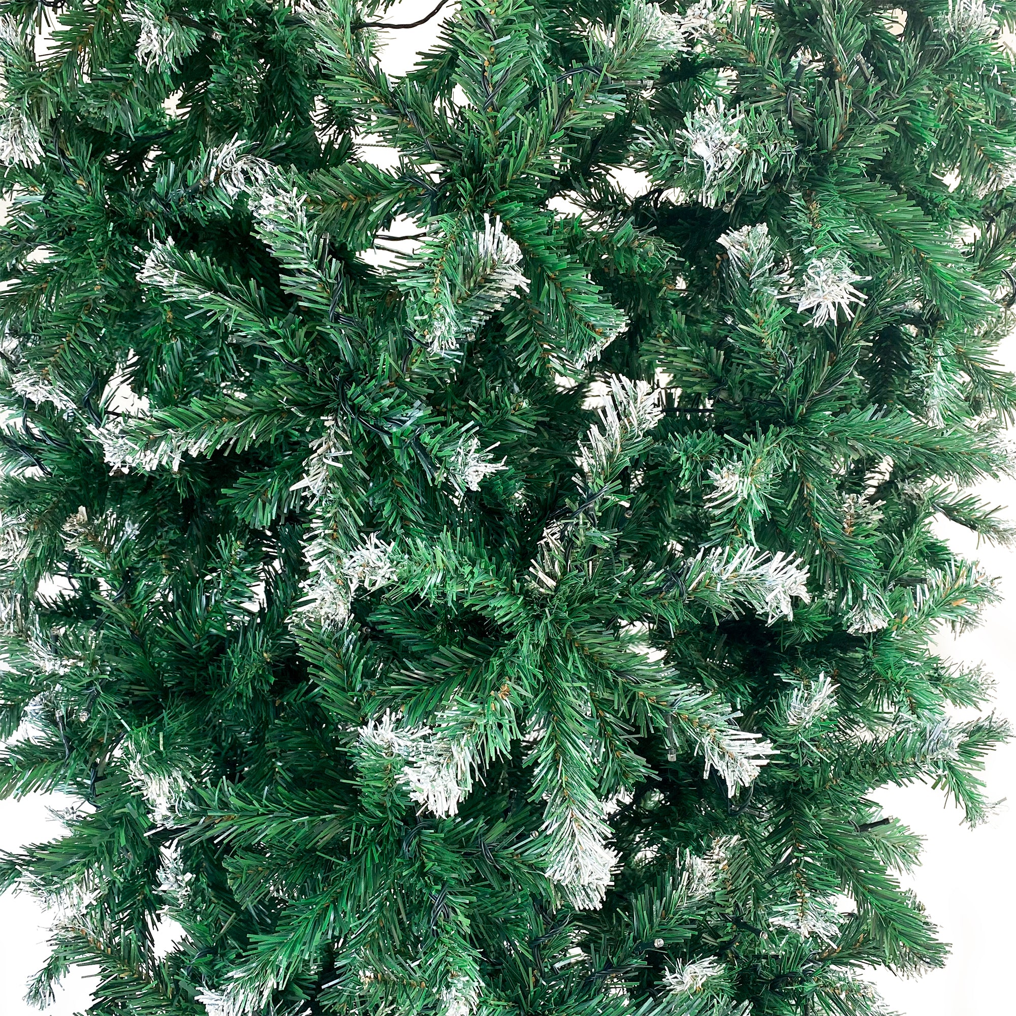 7.4ft Upside Down Green Christmas Tree with LED Warm White Lights & Easy Assembly - Green Leaves, Reinforced Metal Base - Xmas Tree in Unique Color & Size