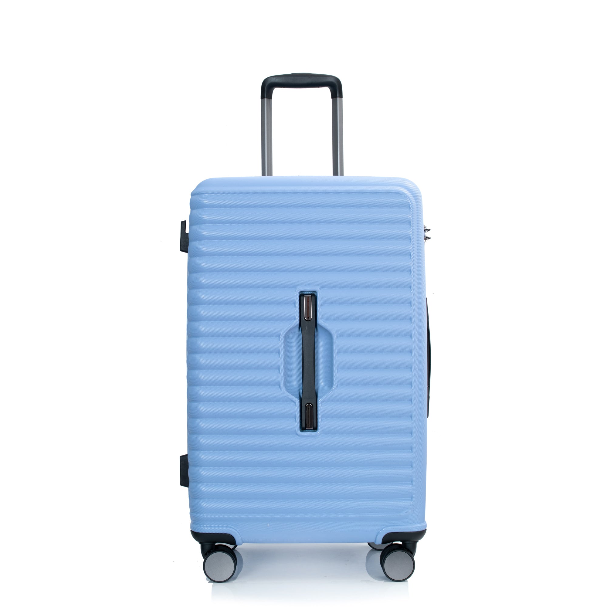 3 Piece Lightweight Suitcase Set with 360° Double Spinner Wheels, TSA Lock, and Two Hooks - Light Blue (21/25/29)