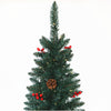 Artificial Slim Christmas Tree Pre-lit Pencil Feel Real Skinny Fir Tree with Cones & Berries 7.5ft Metal Stand