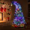 6 FT White Christmas Tree with 300 Colorful LED Lights, Bent Top & Gold Star - Premium Holiday Decor