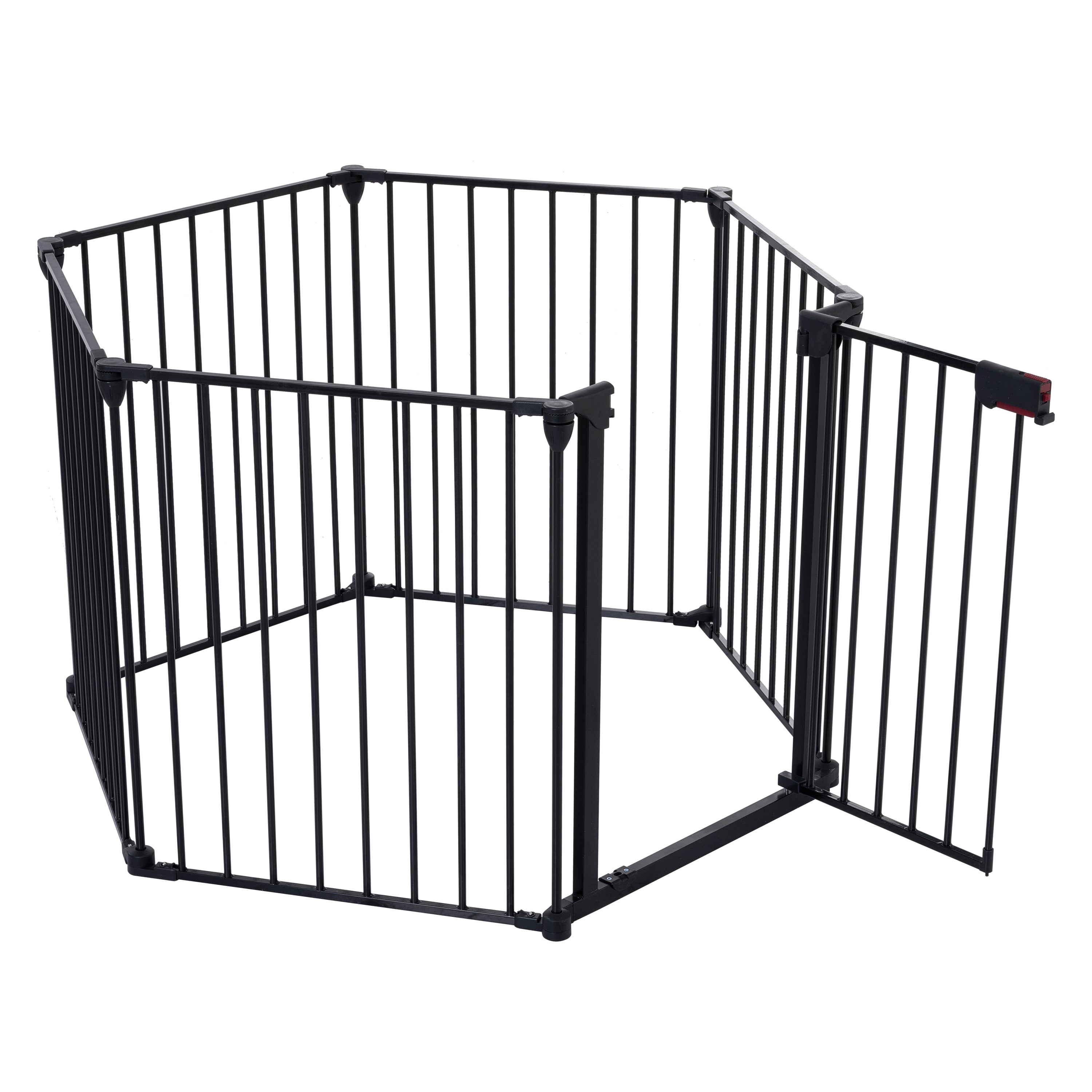 152" Adjustable Safety Gate 6 Panel Play Yard Metal Doorways Fireplace Fence - Christmas Tree Fence Gate for House Stairs - Prohibited Area Fence