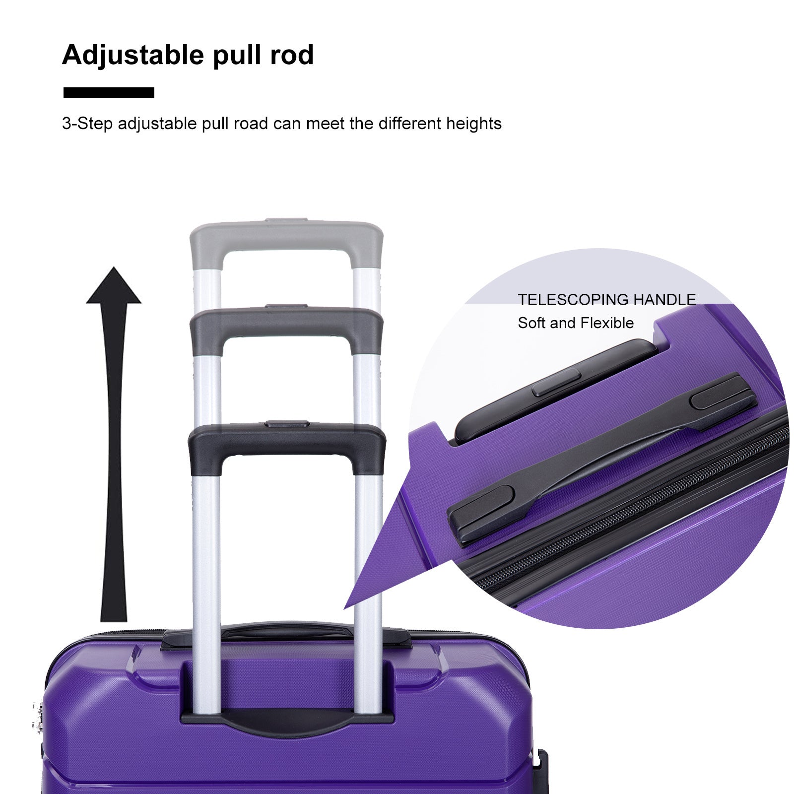 Hardshell Spinner Wheels PP Luggage Set - Lightweight, Durable Suitcase with TSA Lock - 3-Piece Set (20/24/28) - Purple