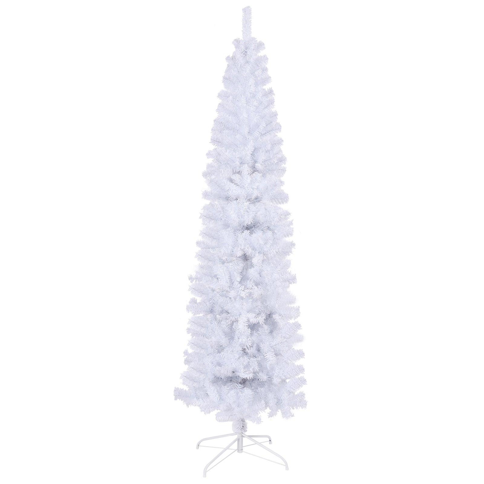 7.5FT White Slim Artificial Christmas Tree - Foldable Metal Stand Included