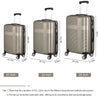 3 Piece TSA Lock ABS Luggage Set: Durable, Lightweight Suitcase with Hooks, Spinner Wheels, Cross Stripe Design - 20in/24in/28in