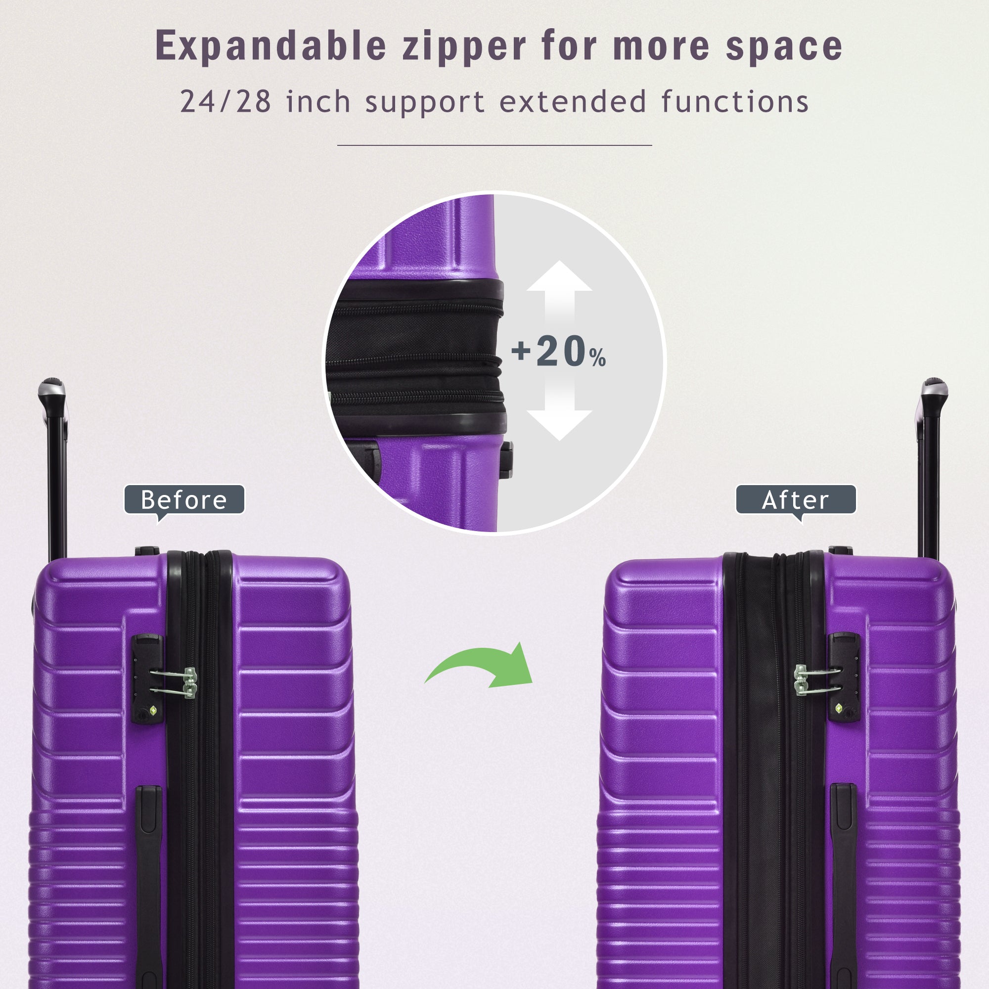 Hardshell Luggage Sets 3 Piece Double Spinner 8 Wheels Suitcase with TSA Lock Lightweight 20"24"28"