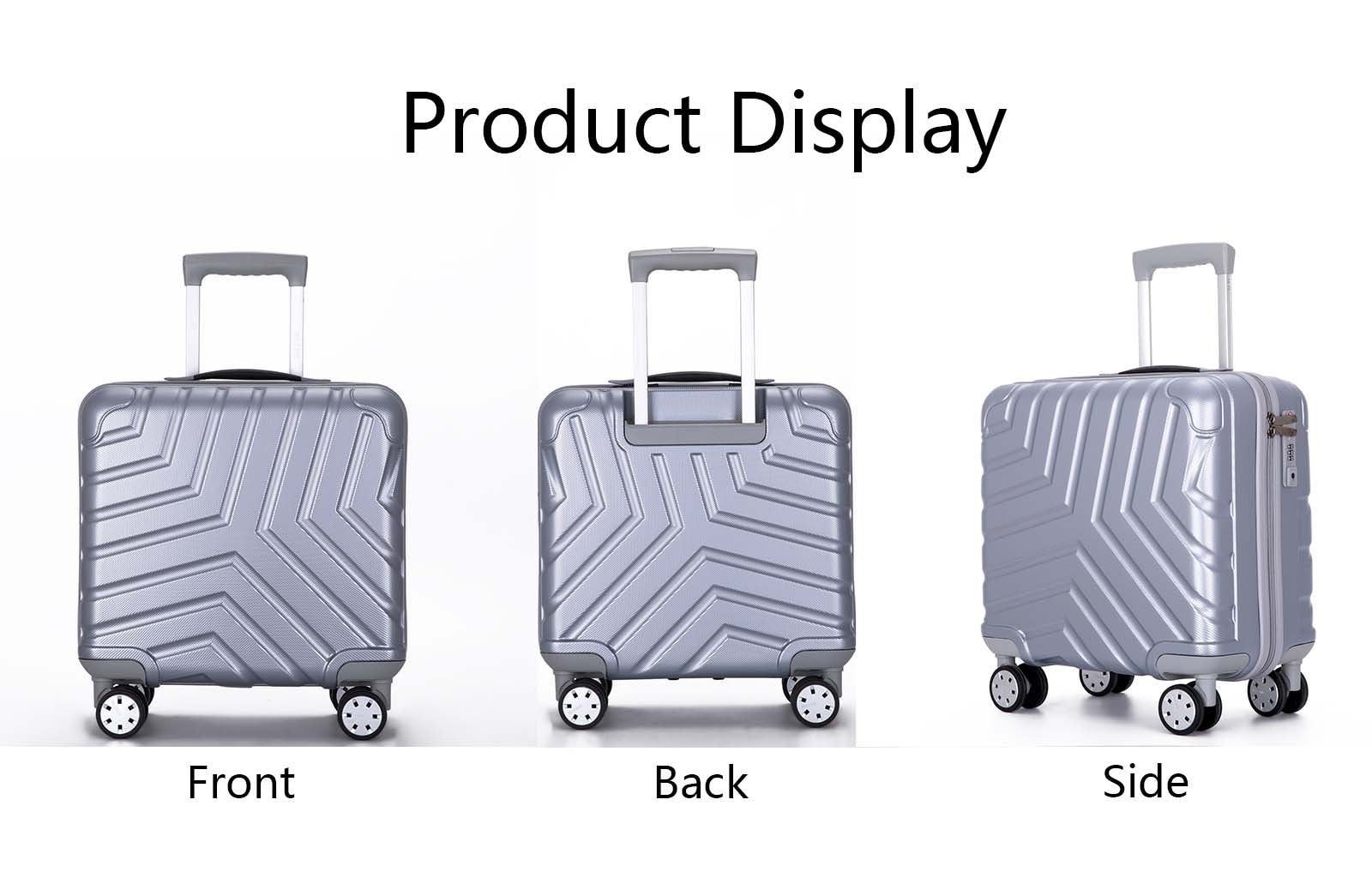 16" Hard Case Luggage Computer Case with Silent Aircraft Wheels - Silver, Durable, and Versatile