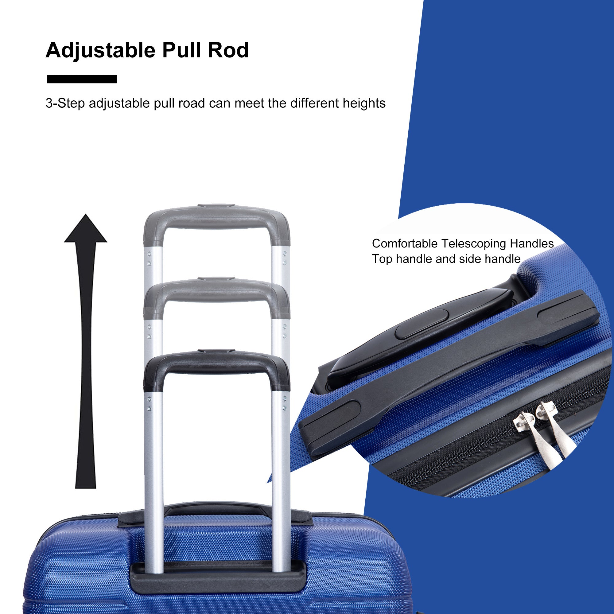 3 Piece Luggage Sets: Lightweight & Durable Expandable Suitcase with Hooks, Spinner Wheels, TSA Lock, Dark Blue (21/25/29)