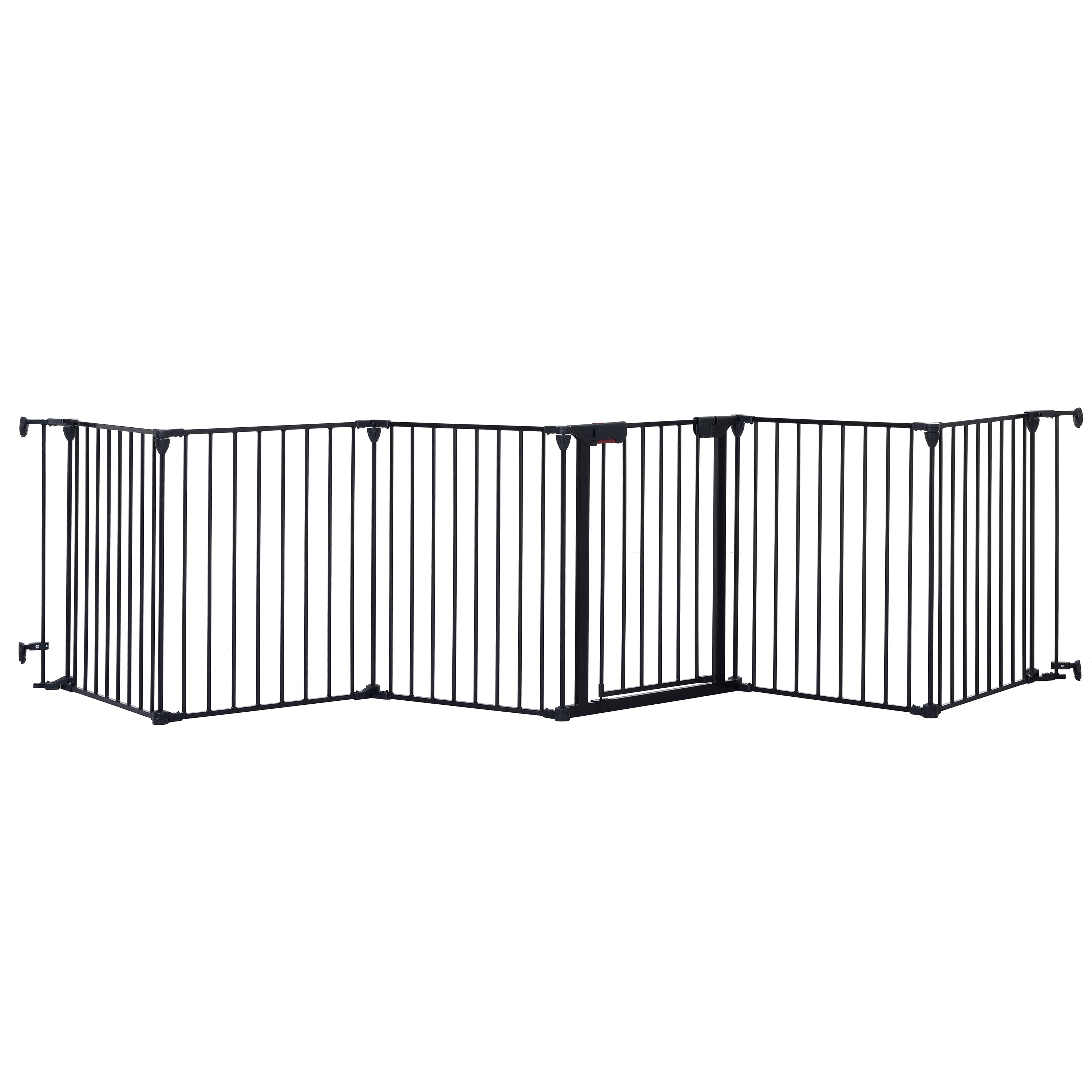 152" Adjustable Safety Gate 6 Panel Play Yard Metal Doorways Fireplace Fence - Christmas Tree Fence Gate for House Stairs - Prohibited Area Fence