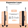 Expandable 3 Piece Luggage Sets PC Lightweight & Durable Suitcase with Hooks, Spinner Wheels, TSA Lock - Peach (21/25/29)