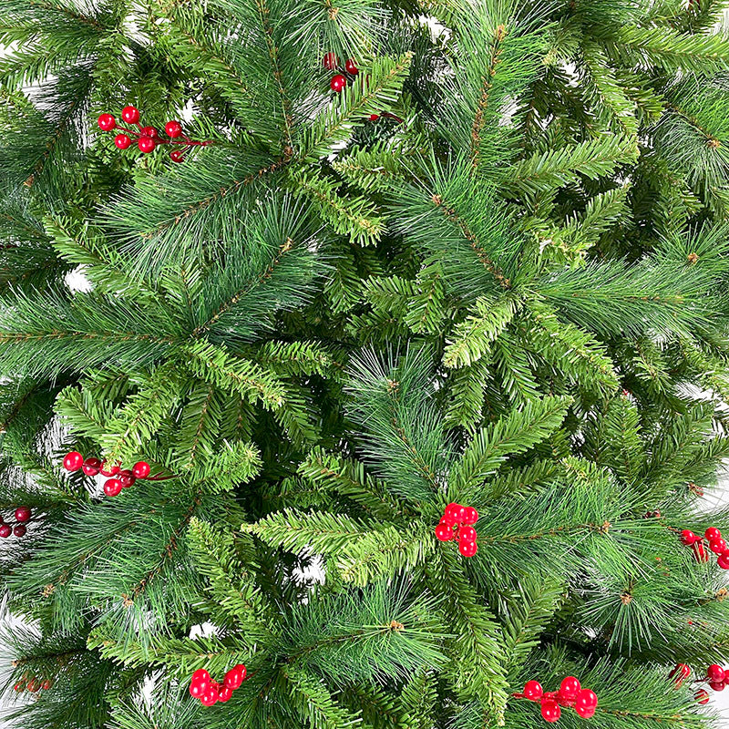 7.5 FT Upside Down Christmas Tree with Artificial Berries, Santa's Legs, PVC Pine Needles: Festive Holiday Pine Tree