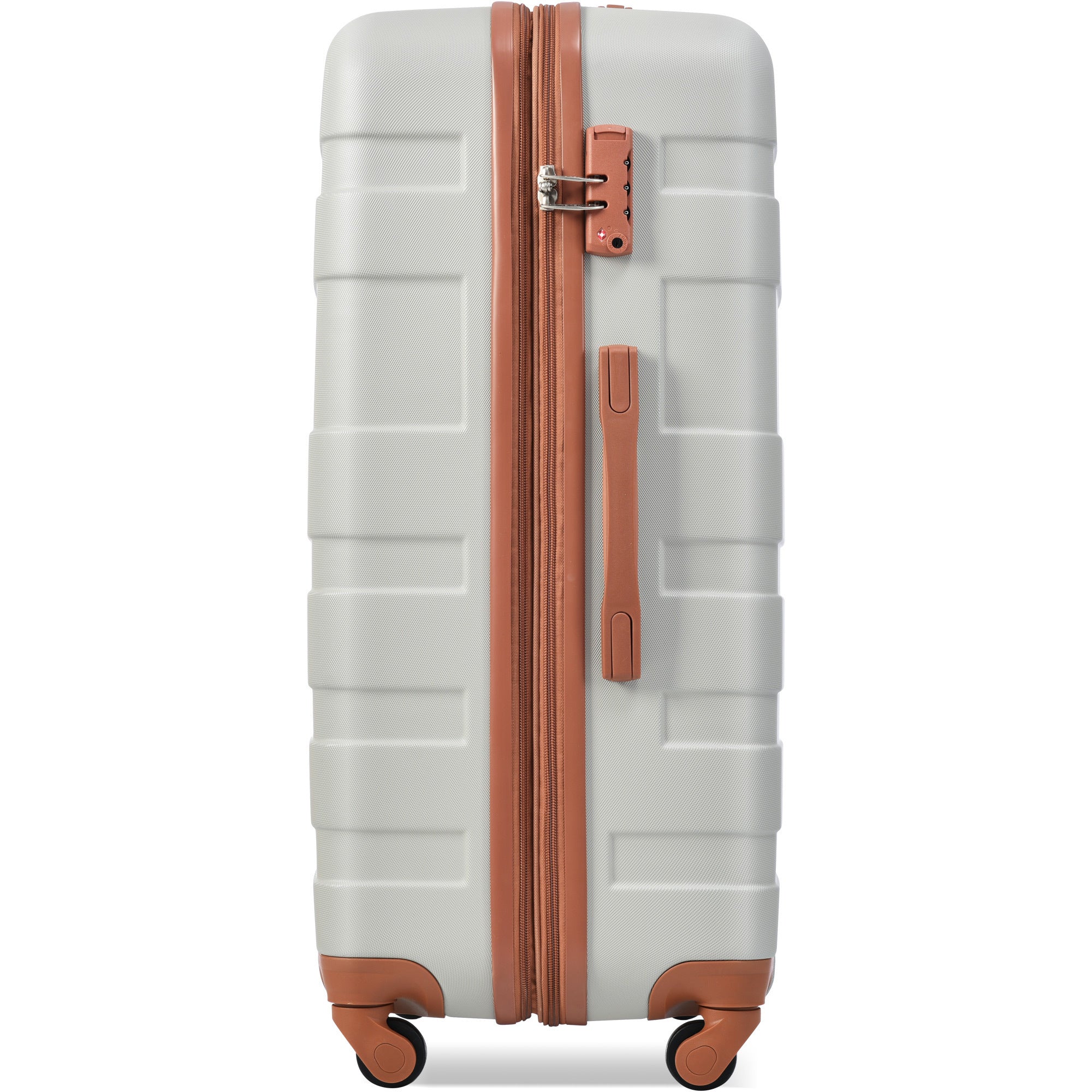 Clearance Luggage Sets: Expandable ABS Hardshell 3pcs, Lightweight, Durable Suitcase, Spinner Wheels, TSA Lock, 20''24''28'', Light Grey and Brown