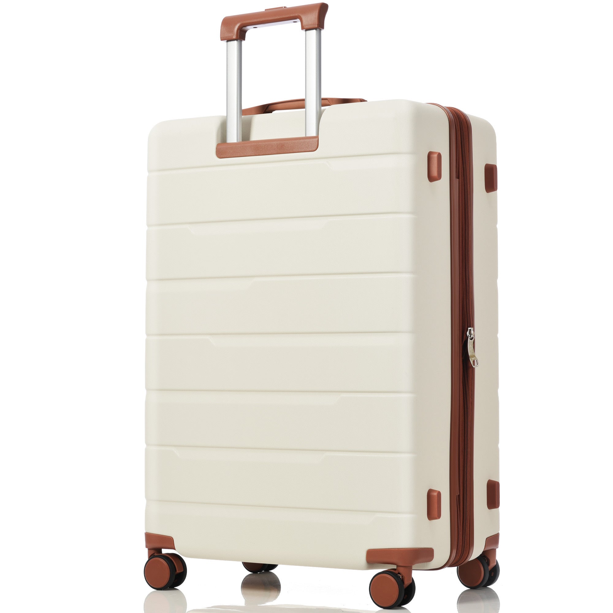 3 Piece Suitcase Set 20/24/28, Airline Approved Carry on Luggage with Spinner Wheels, Beige and Brown Hard Case