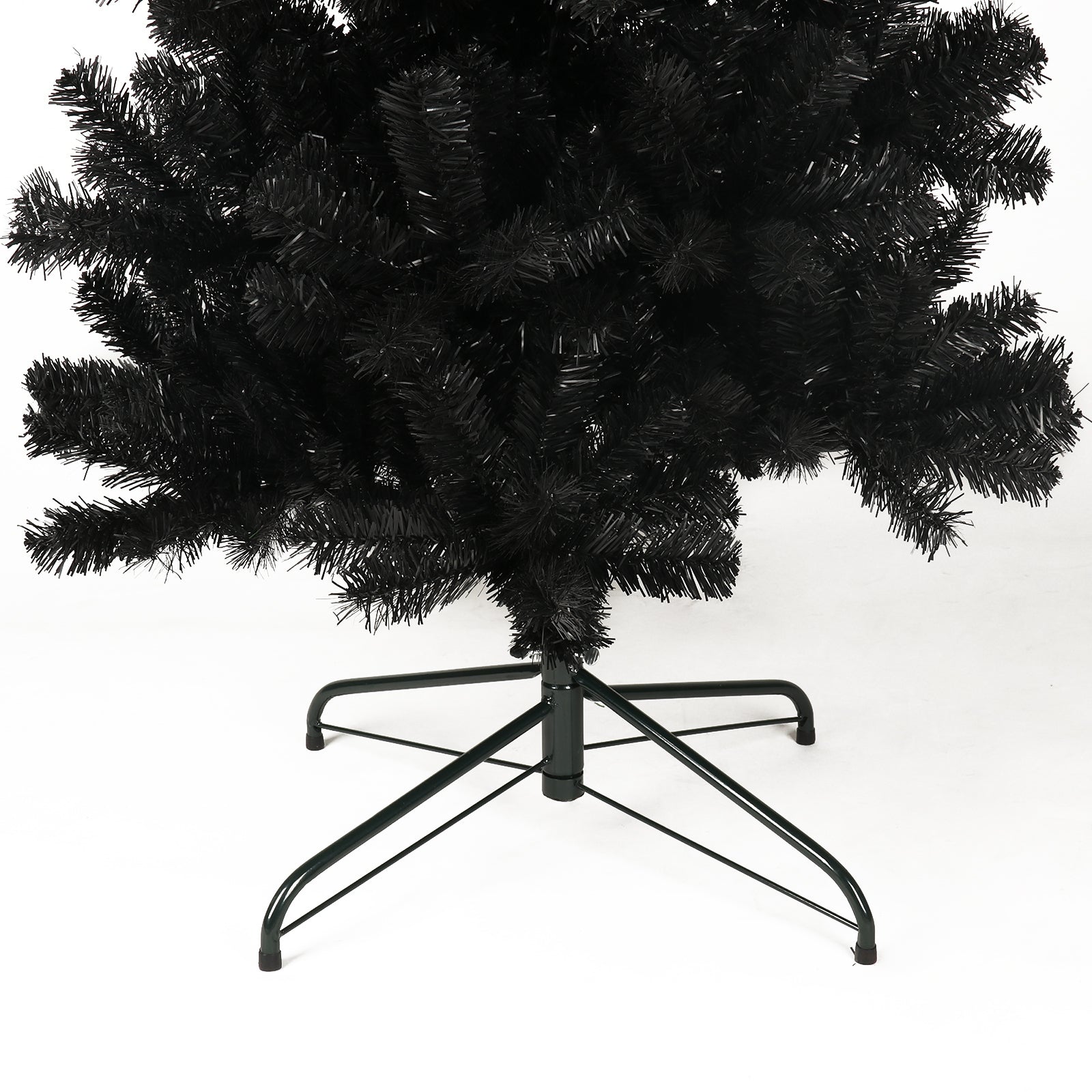 7.5FT Black Slim Artificial Christmas Tree with Foldable Metal Stand - Sleek and Space-Saving Holiday Decor