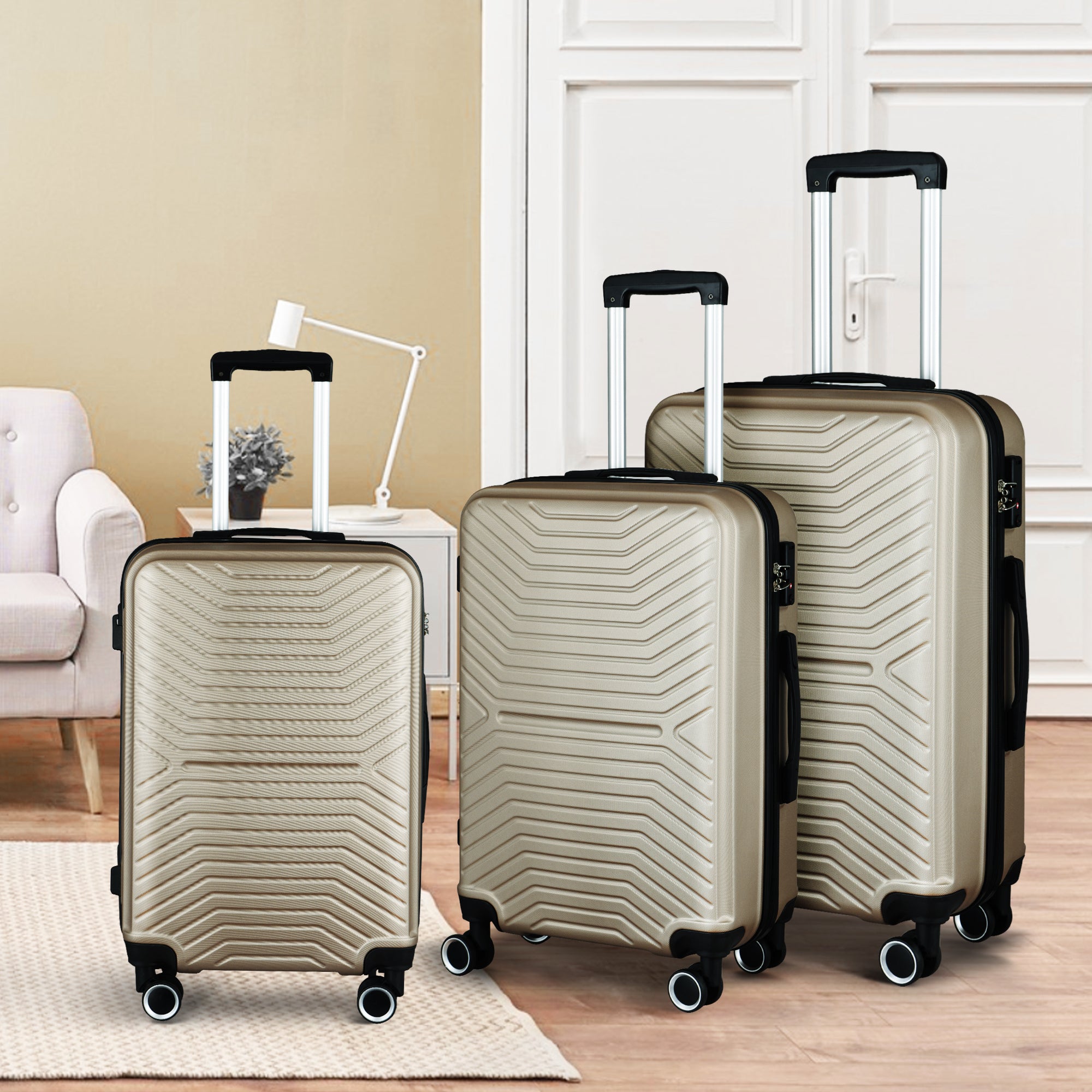 Luggage Sets: Expandable ABS Hardshell 3pcs Clearance Suitcase with TSA Lock, Spinner Wheels, Lightweight, Durable - 20in/24in/28in