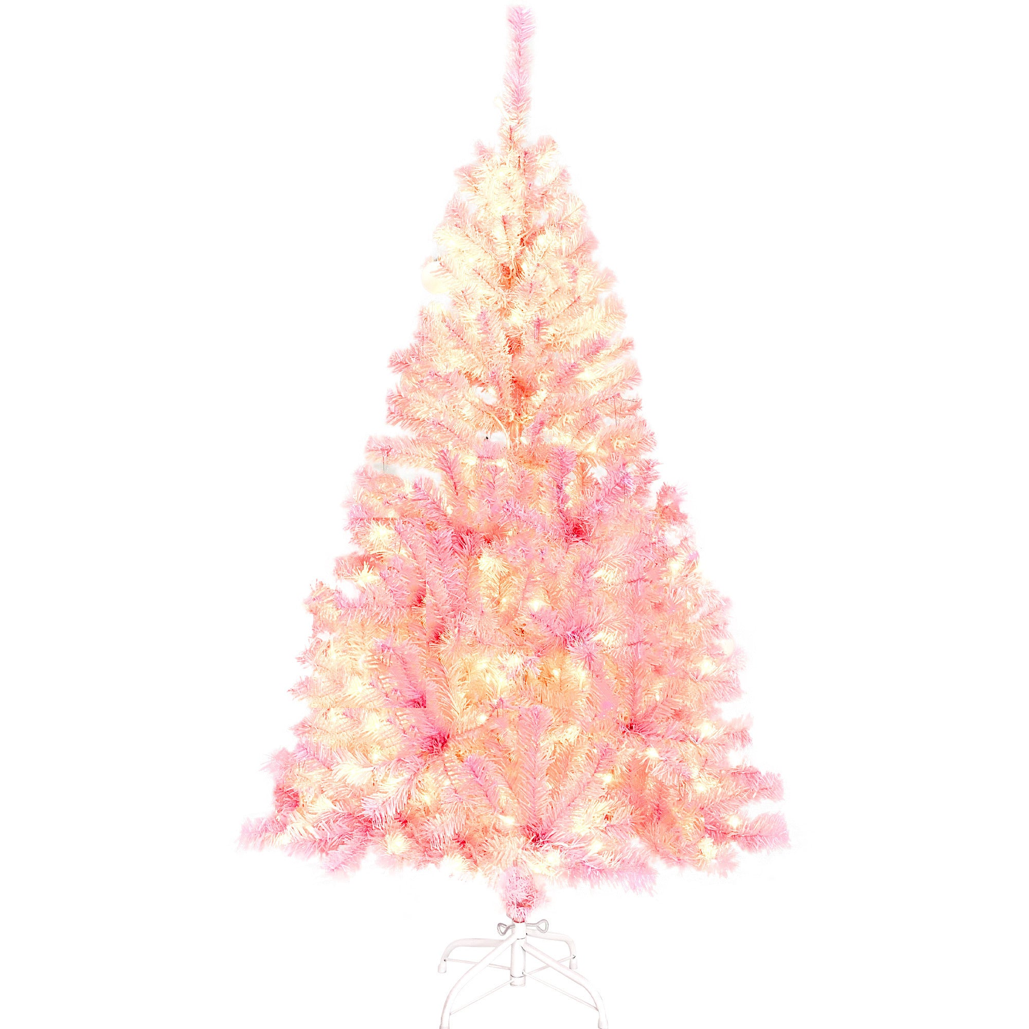 Pre-lit Artificial Christmas 2-Piece Set: 5FT Pink Tree with 6ft Garland X-mas - Festive and Convenient