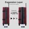 New Model Expandable ABS+PC 3 Piece Luggage Sets with Spinner Wheels, Lightweight TSA Lock, Red (20/24/28)