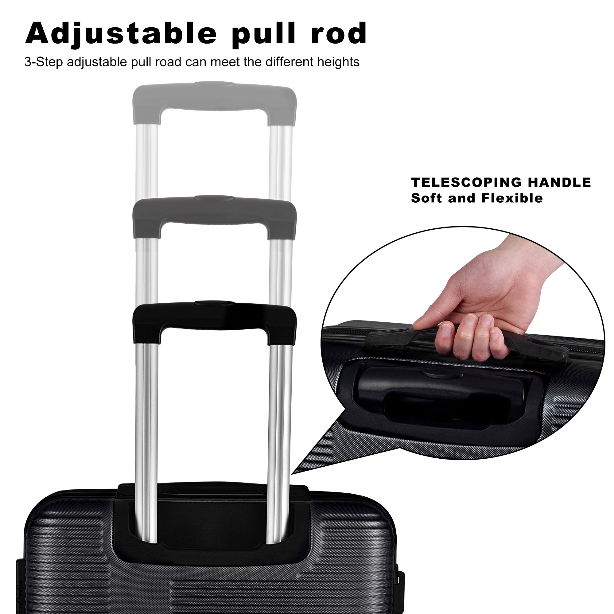 3 Piece Luggage Set: TSA Lock, ABS Material, Durable, Lightweight Suitcase with Hooks, Spinner Wheels | Cross Stripe Design | Sizes: 20in/24in/28in