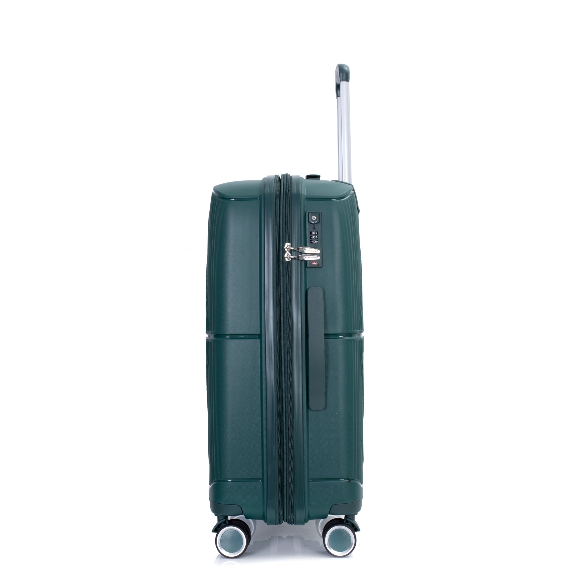 Expandable Hardshell Suitcase Double Spinner Wheels PP Luggage Sets, Lightweight & Durable with TSA Locks, 3-Piece Set (20/24/28), Green