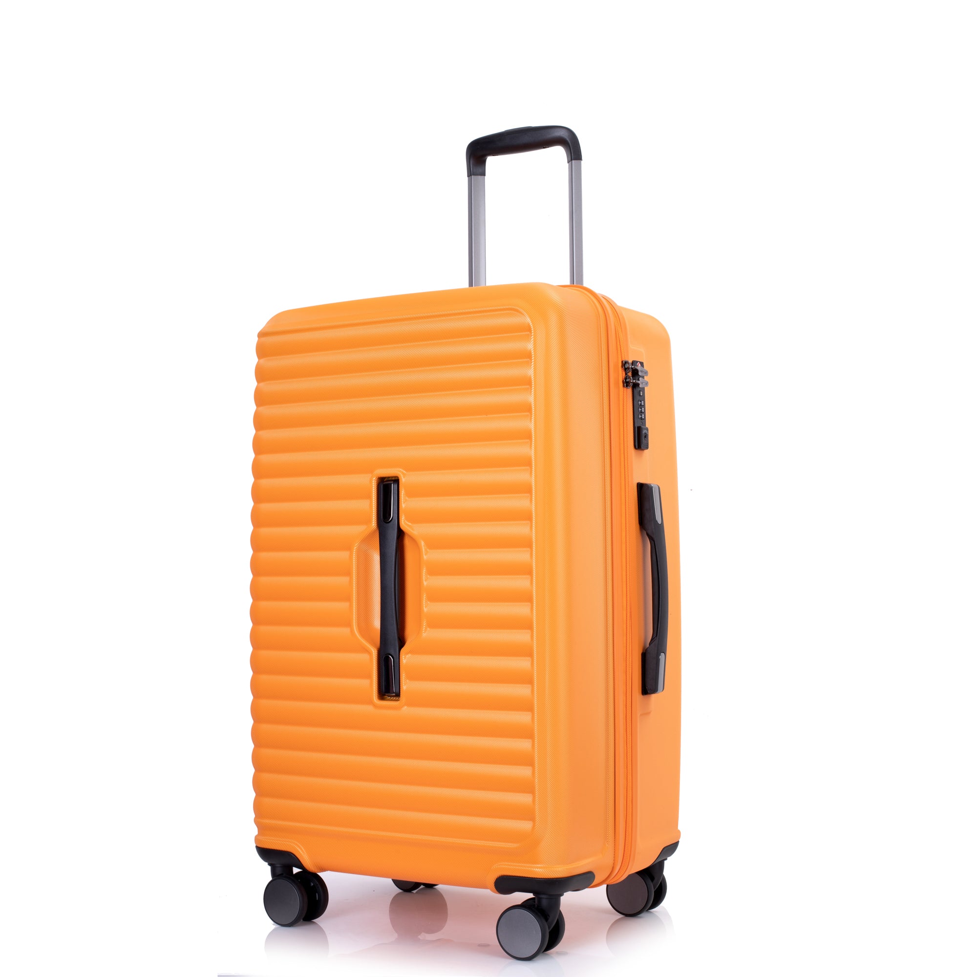 3 Piece Lightweight Luggage Set with TSA Lock, Double Spinner Wheels & Two Hooks - PC+ABS Suitcase (21/25/29) in Orange