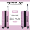 3 Piece Luggage Sets PC Lightweight & Durable Expandable Suitcase with Two Hooks, Double Spinner Wheels, TSA Lock, Pink (21/25/29)