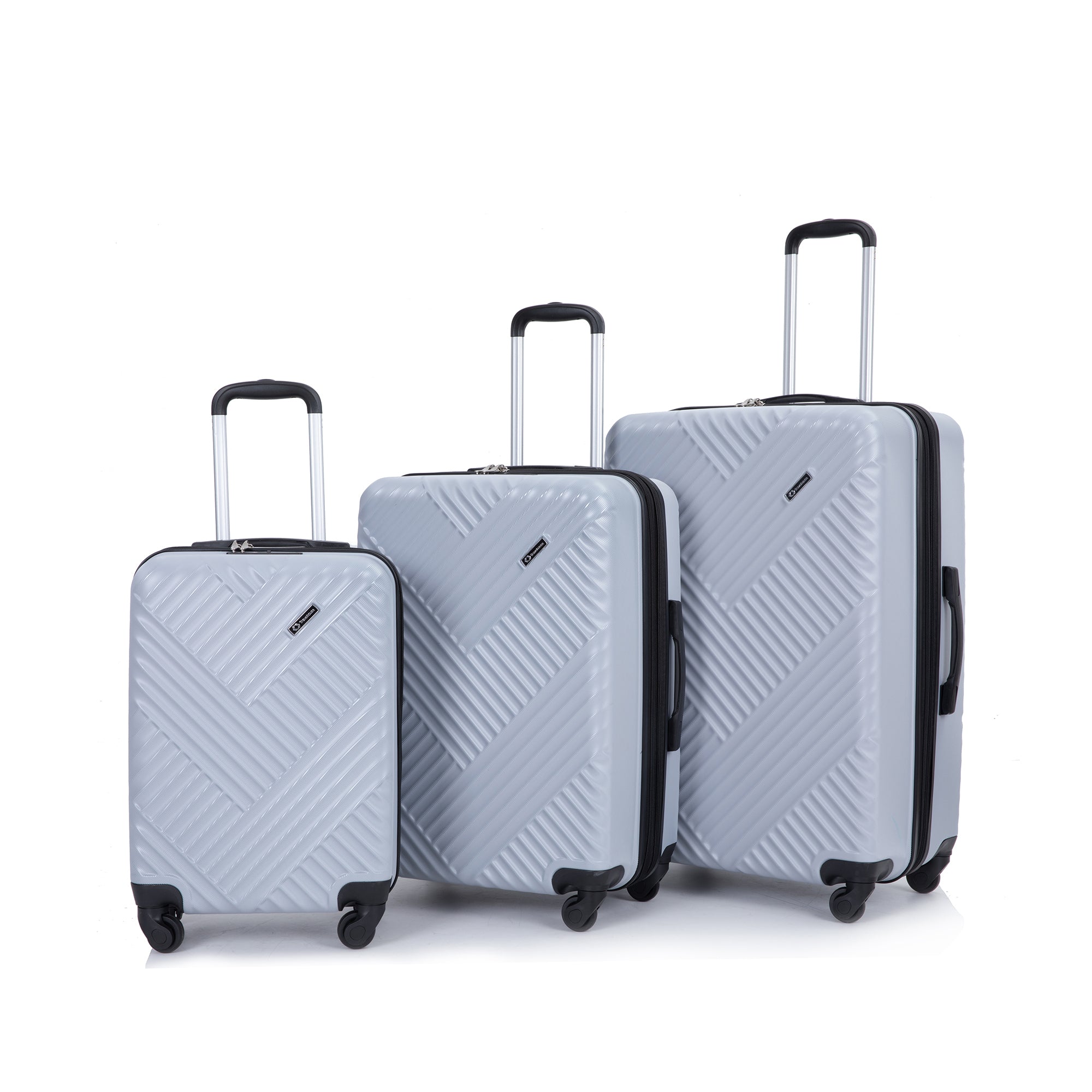 Expandable 3 Piece Lightweight Luggage Sets with Spinner Wheels, TSA Lock, and Two Hooks - Silver (21/25/29)