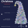 6 FT White Christmas Tree with 300 Colorful LED Lights, Bent Top & Gold Star - Premium Holiday Decor