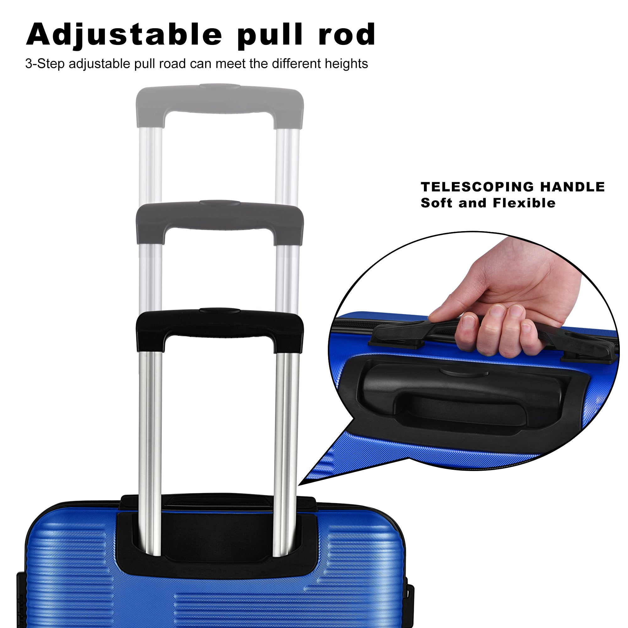 3 Piece Luggage Set with TSA Lock: ABS, Durable, Lightweight Suitcase with Spinner Wheels, Cross Stripe Design, Hooks - 20in/24in/28in