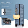 3 Piece ABS Lightweight Suitcase with Hooks, Spinner Wheels, TSA Lock, Blue (20/24/28)